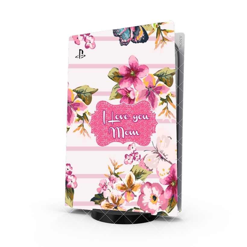 Autocollant Pink floral Marinière - Love You Mom
