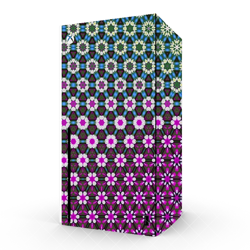 Autocollant Abstract bright floral geometric pattern teal pink white
