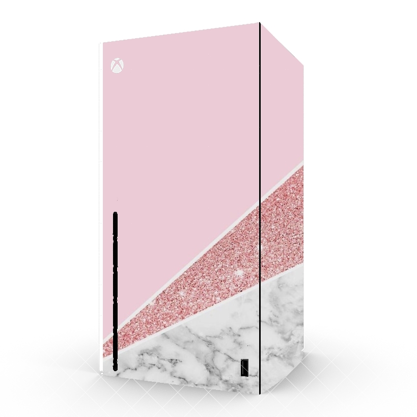 Autocollant Xbox Series X/S - Stickers Xbox Initiale Marble and Glitter Pink