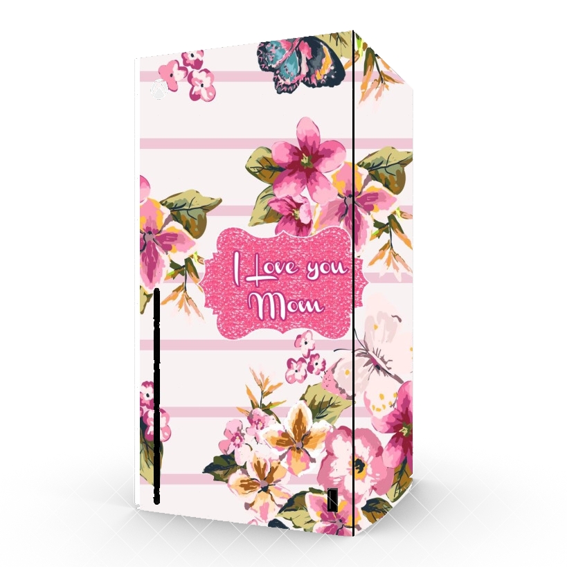 Autocollant Pink floral Marinière - Love You Mom