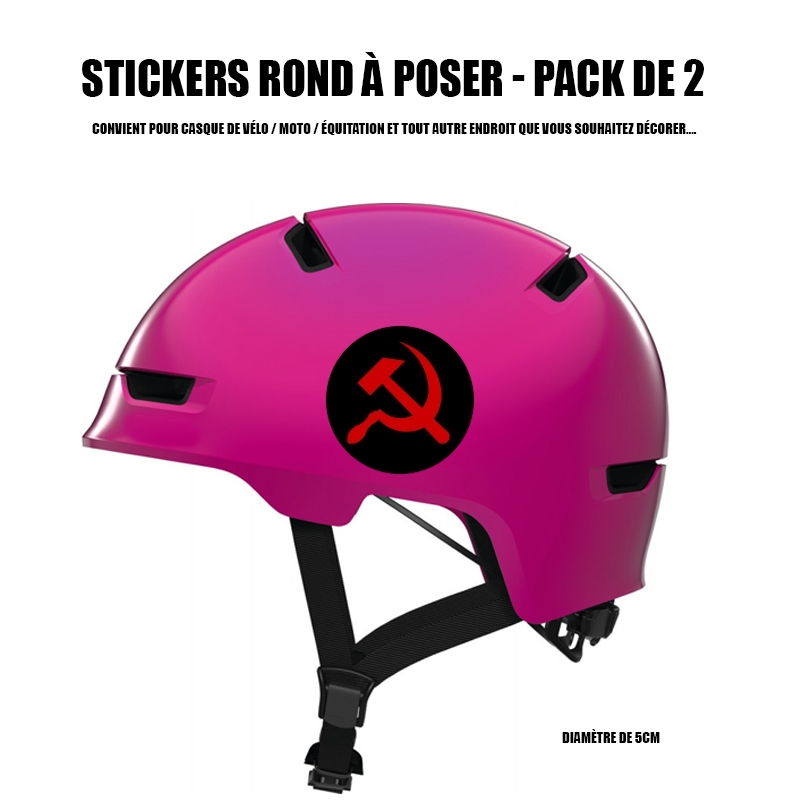Autocollant Rond pour casque de vélo / Moto Communiste faucille et marteau