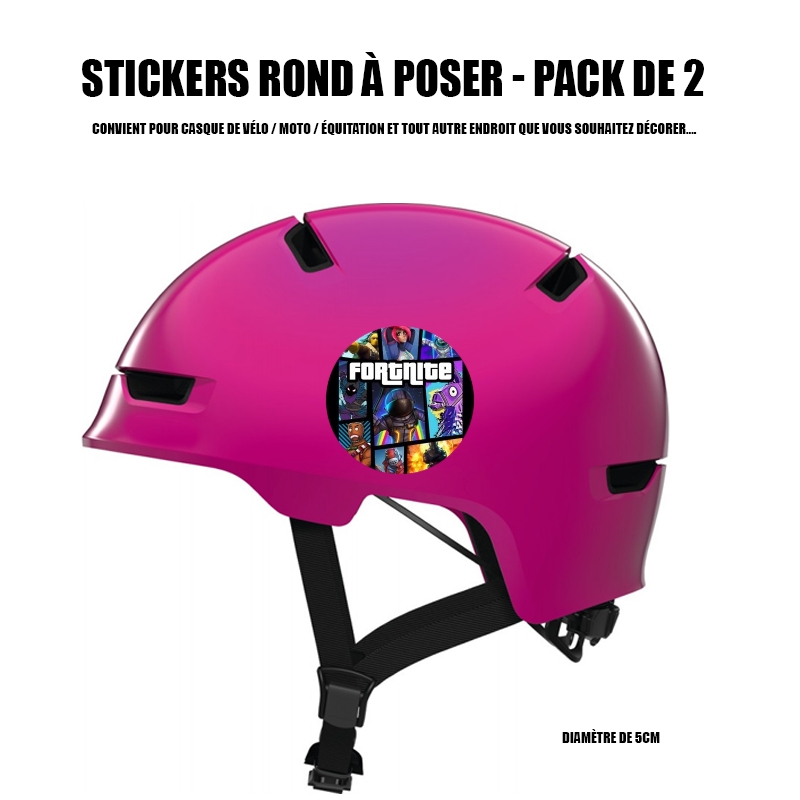 Autocollant Rond pour casque de vélo / Moto Fortnite - Battle Royale Art Feat GTA