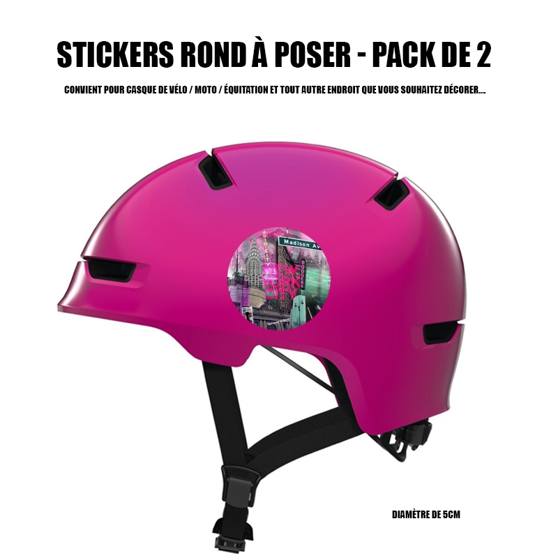 Autocollant Rond pour casque de vélo / Moto New York City II [pink]