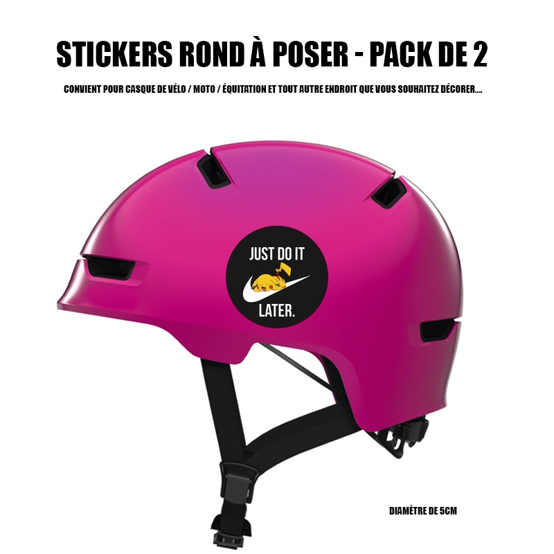 Autocollant Rond pour casque de vélo / Moto Nike Parody Just Do it Later X Pikachu