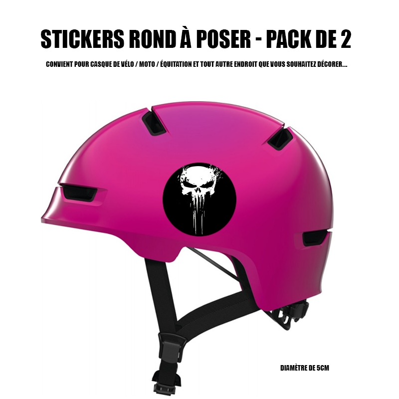 Autocollant Rond pour casque de vélo / Moto Punisher Skull