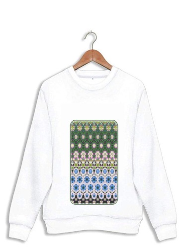Sweat Abstract ethnic floral stripe pattern white blue green