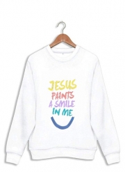 sweat-blanc Jesus paints a smile in me Bible