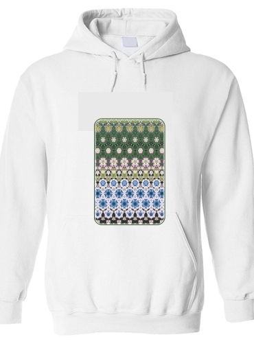 Sweat-shirt Abstract ethnic floral stripe pattern white blue green
