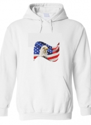 Sweat-shirt à capuche blanc - Unisex American Eagle and Flag