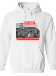 Sweat-shirt à capuche blanc - Unisex Chirac Un Chef cest fait pour cheffer