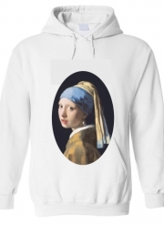 Sweat-shirt à capuche blanc - Unisex Girl with a Pearl Earring