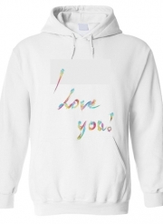 Sweat-shirt à capuche blanc - Unisex I love you texte rainbow