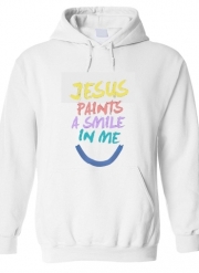 Sweat-shirt à capuche blanc - Unisex Jesus paints a smile in me Bible