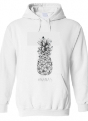 Sweat-shirt à capuche blanc - Unisex Ananas en noir et blanc