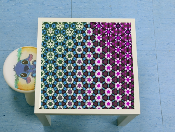 Table Abstract bright floral geometric pattern teal pink white