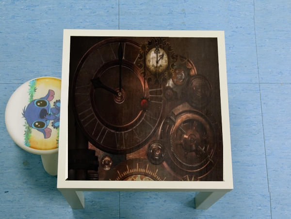 Table Brown steampunk clocks and gears