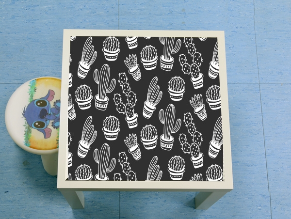 Table Cactus Pattern Black Vector