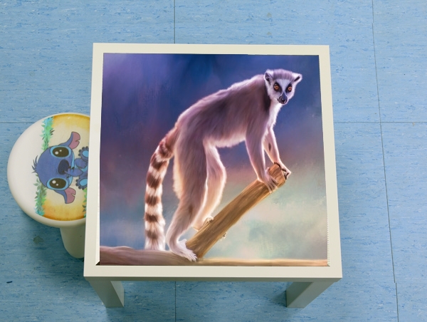 Table Cute painted Ring-tailed lemur
