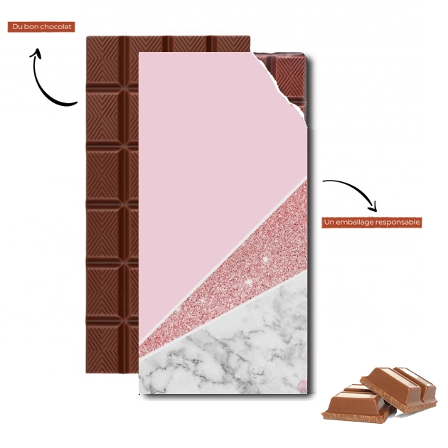 Tablette de chocolat - Cadeau de Pâques Initiale Marble and Glitter Pink