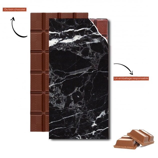 Tablette de chocolat - Cadeau de Pâques Initiale Marbre noir Elegance