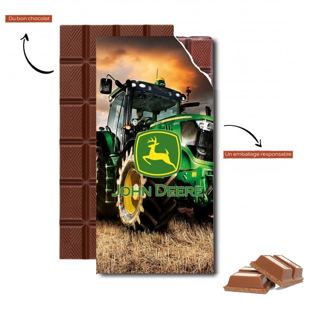 Tablette de chocolat - Cadeau de Pâques John Deer Tracteur vert