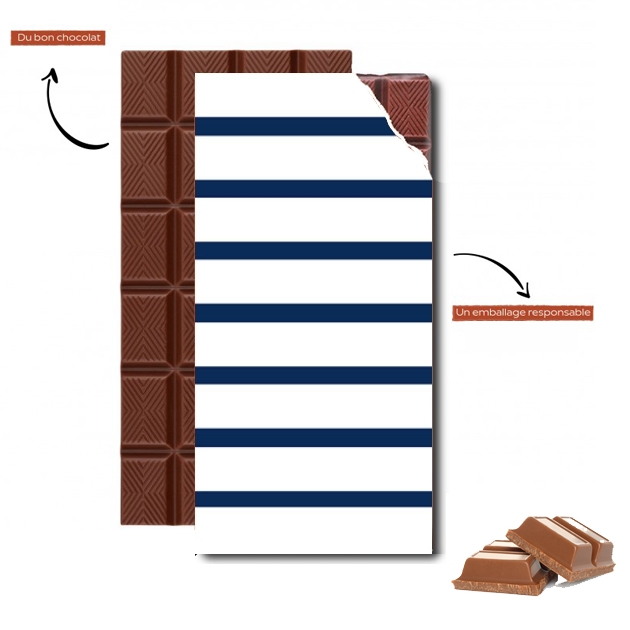 Tablette de chocolat - Cadeau de Pâques Mariniere Blanc / Bleu Marine