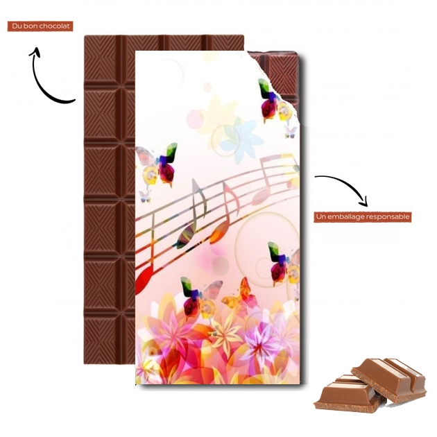Tablette de chocolat - Cadeau de Pâques Notes de musique Papillon colorés