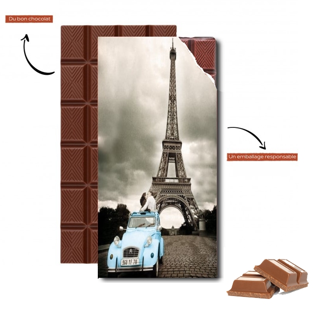 Tablette de chocolat - Cadeau de Pâques Romance à Paris sous la Tour Eiffel