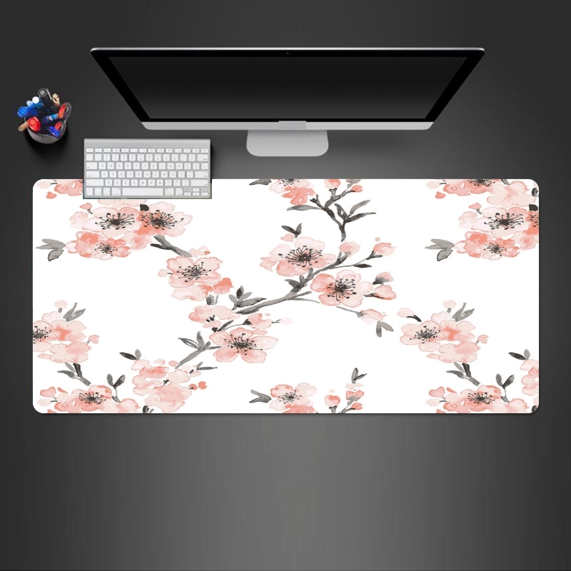 Tapis de souris géant Cherry Blossom Aquarel Flower