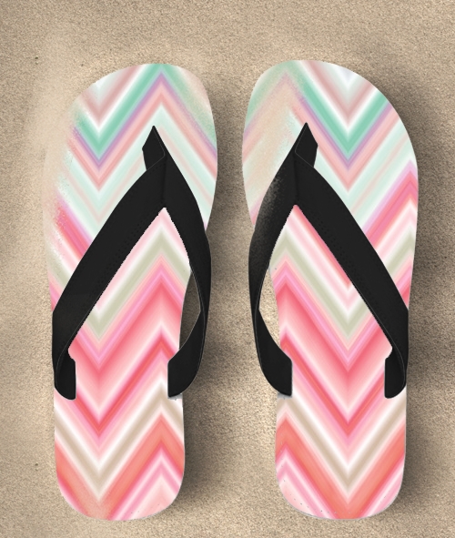Tongs colorful chevron in pink