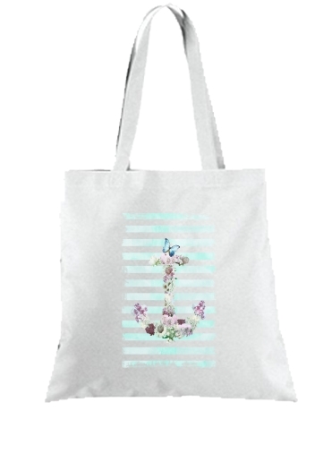 Tote Floral Anchor in mint