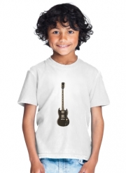 tshirt-enfant-blanc AcDc Guitare Gibson Angus