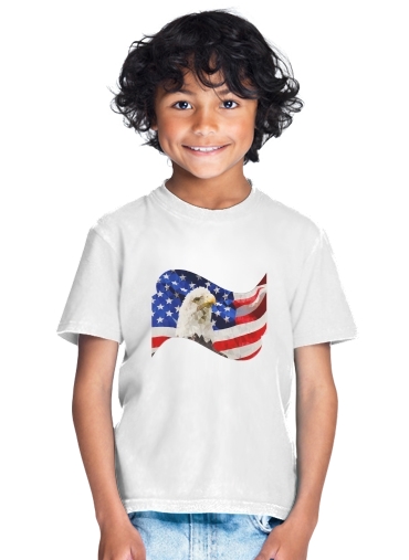 T-shirt Enfant Blanc American Eagle and Flag