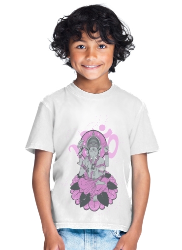 T-shirt Enfant Blanc Elephant Ganesha