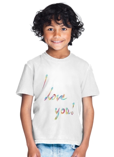T-shirt Enfant Blanc I love you texte rainbow