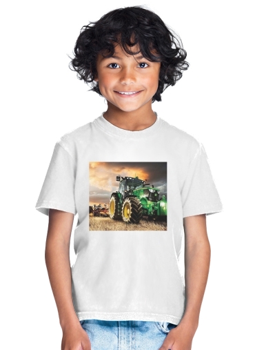 T-shirt Enfant Blanc John Deer Tracteur vert