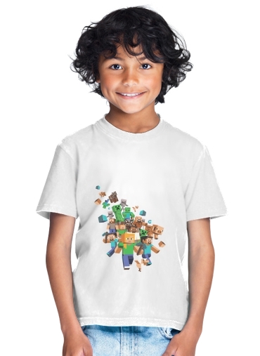 T-shirt Enfant Blanc Minecraft Creeper Forest