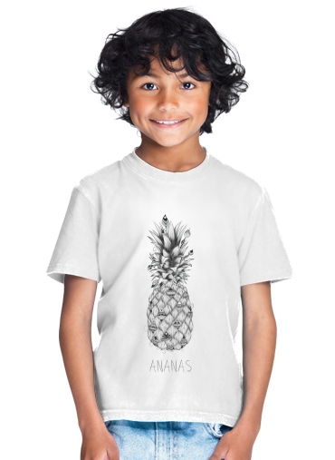 T-shirt Enfant Blanc Ananas en noir et blanc