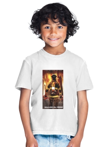 T-shirt Enfant Blanc Sauver ou perir Pompiers les soldats du feu