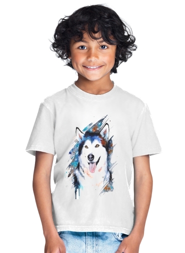 T-shirt Siberian husky watercolor