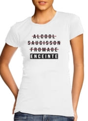 tshirt-femme-blanc Alcool Saucisson Fromage Enceinte