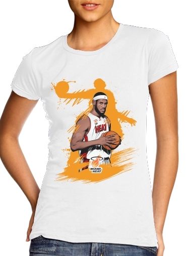 T-shirt Femme Col rond manche courte Blanc Basketball Stars: Lebron James
