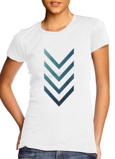 T-shirt Femme Col rond manche courte Blanc Blue Arrow 