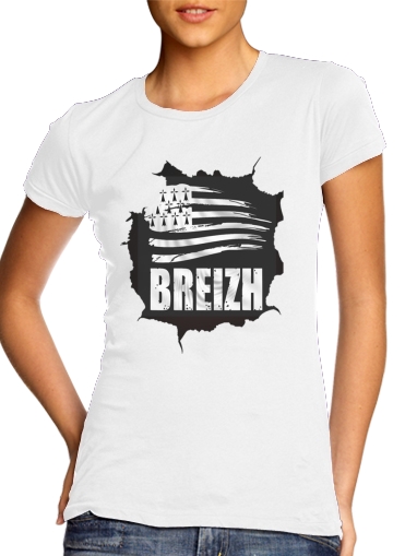 T-shirt Femme Col rond manche courte Blanc Breizh Bretagne
