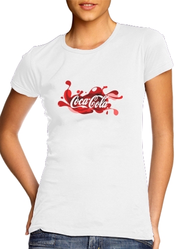 T-shirt Femme Col rond manche courte Blanc Coca Cola Rouge Classic
