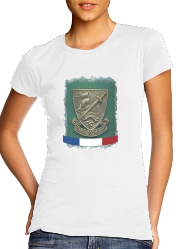 T-shirt Femme Col rond manche courte Blanc Commando Marine
