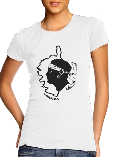 T-shirt Femme Col rond manche courte Blanc Corse - Tete de maure