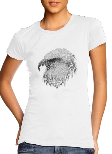 T-shirt Femme Col rond manche courte Blanc cracked Bald eagle 