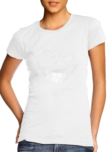 T-shirt Femme Col rond manche courte Blanc Crazy Monster Grin