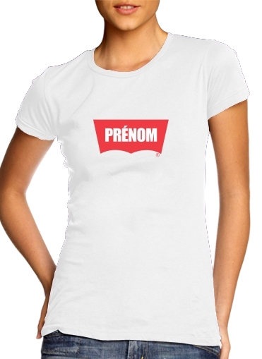 T-shirt Femme Col rond manche courte Blanc Personnalisé au Style LEVIS